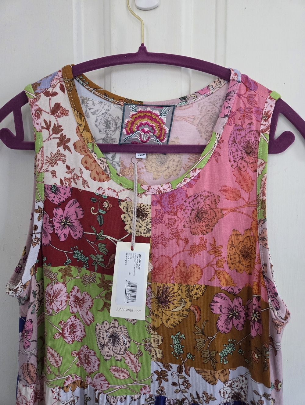 Johnny Was Cosmo Patchwork Tea Length Tank Dress - Picture 9 of 11
